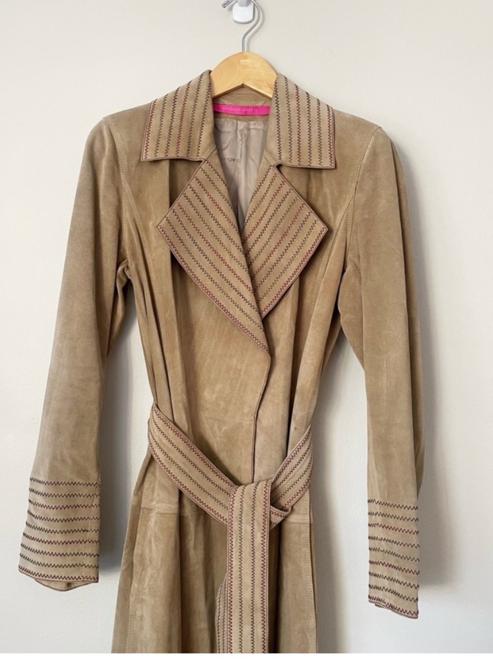 Vintage Emanuel Ungaro Suede Leather Boho Style Long Trench Coat - Picture 3 of 15